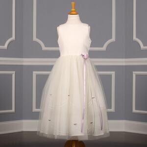 Us Angels 448 Ivory an Lilac Flower Girl Dress